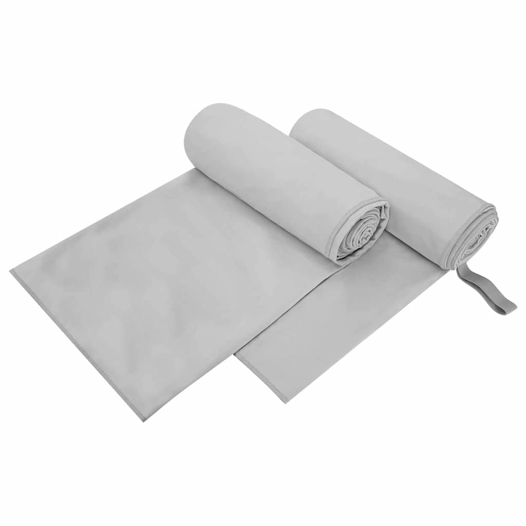 Vidaxl sporthanddoeken 2 pcs grijs 200 x 100 cm polyester en polyamide