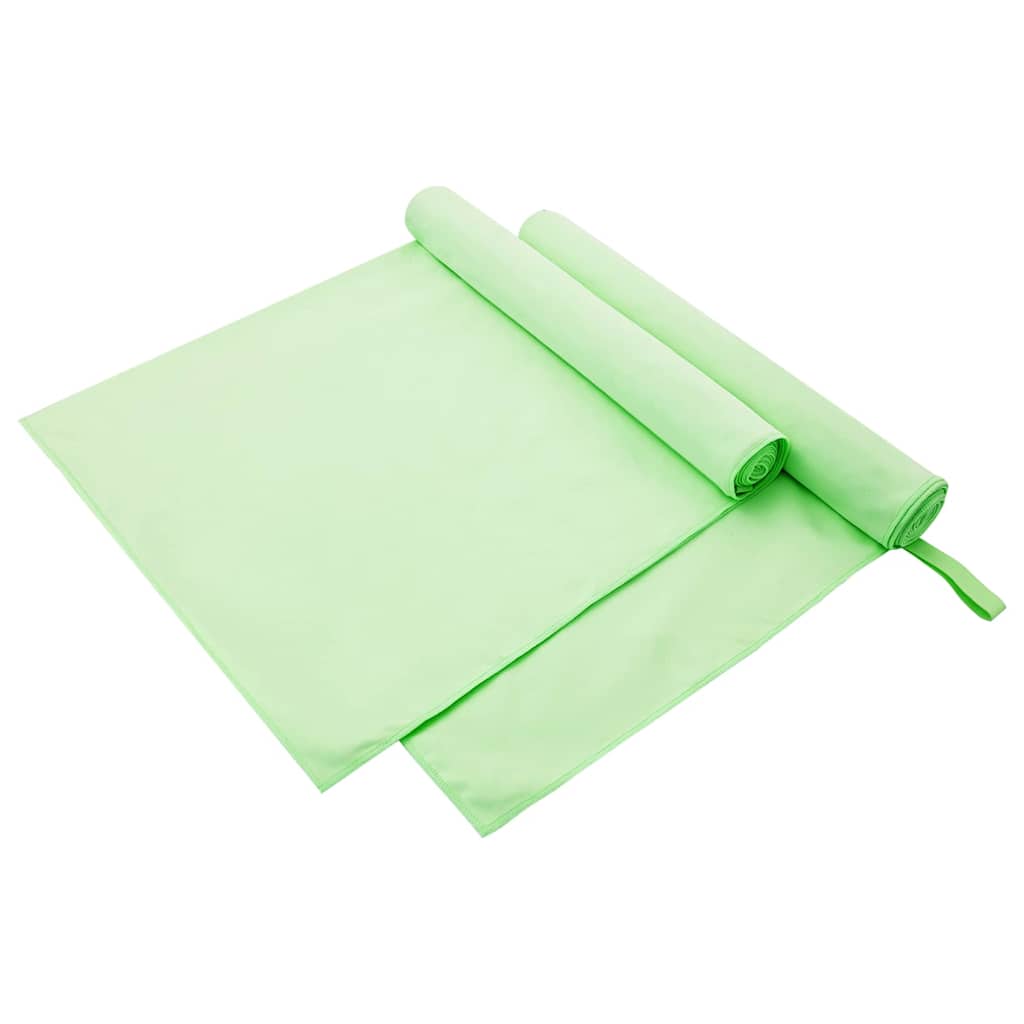 Vidaxl sporthanddoeken 2 pcs groen 180 x 90 cm polyester en polyamide