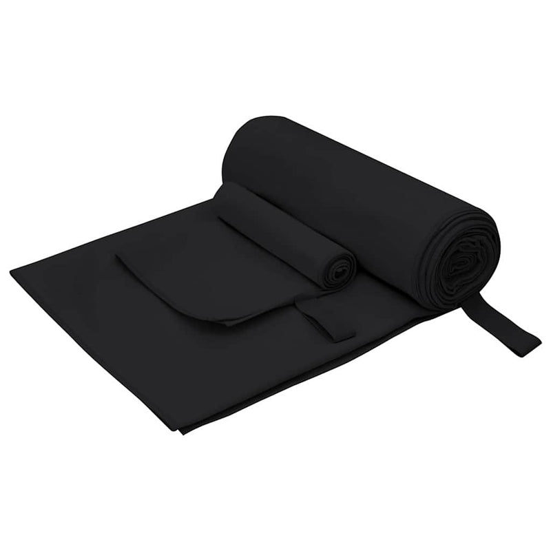 Vidaxl set van sporthanddoeken 2 pcs zwart stof