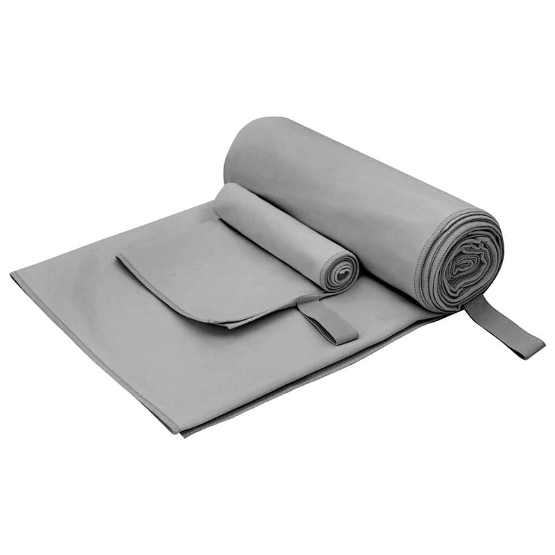 VidaXL set asciugamani sportivi 2 pezzi tessuto grigio scuro