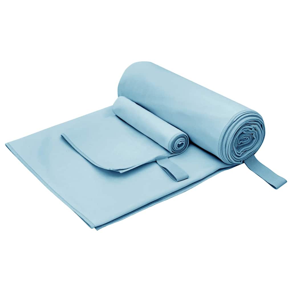 VidaXL set asciugamani sportivi 2 pezzi tessuto blu