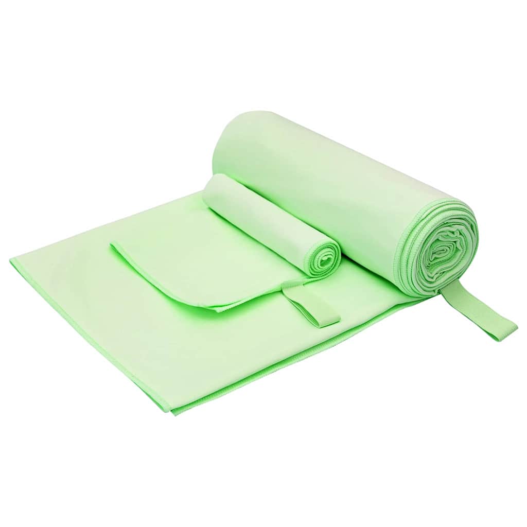 VidaXL set asciugamani sportivi 2 pezzi tessuto verde