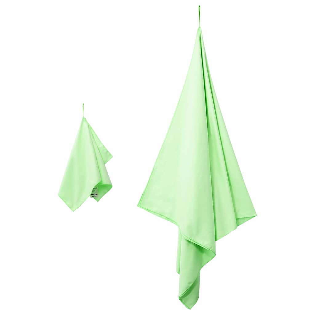 VidaXL set asciugamani sportivi 2 pezzi tessuto verde