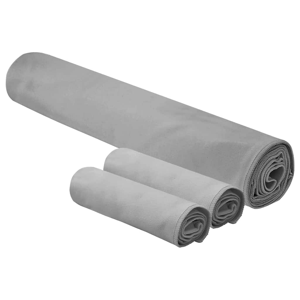 VidaXL set di asciugamani sportivi 3 pezzi grigio scuro