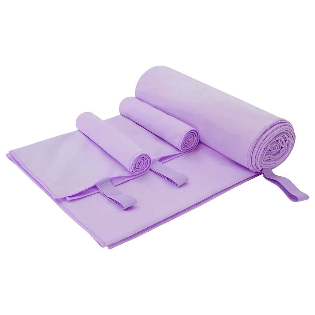 Vidaxl set van sporthanddoeken 3 pcs paars polyester en polyamide