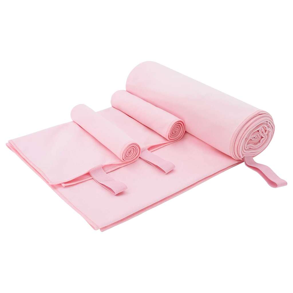 VidaXL juego de toallas deportivas 3 piezas rosa poliéster y poliamida