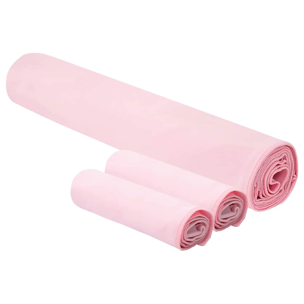 VidaXL juego de toallas deportivas 3 piezas rosa poliéster y poliamida