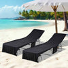 Vidaxl toallas para tumbona 2 piezas negro 210 x 75 cm poliéster y poliamida
