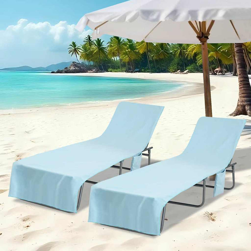 Asciugamani lettino Vidaxl 2 pezzi blu 210 x 75 cm poliestere e poliammide