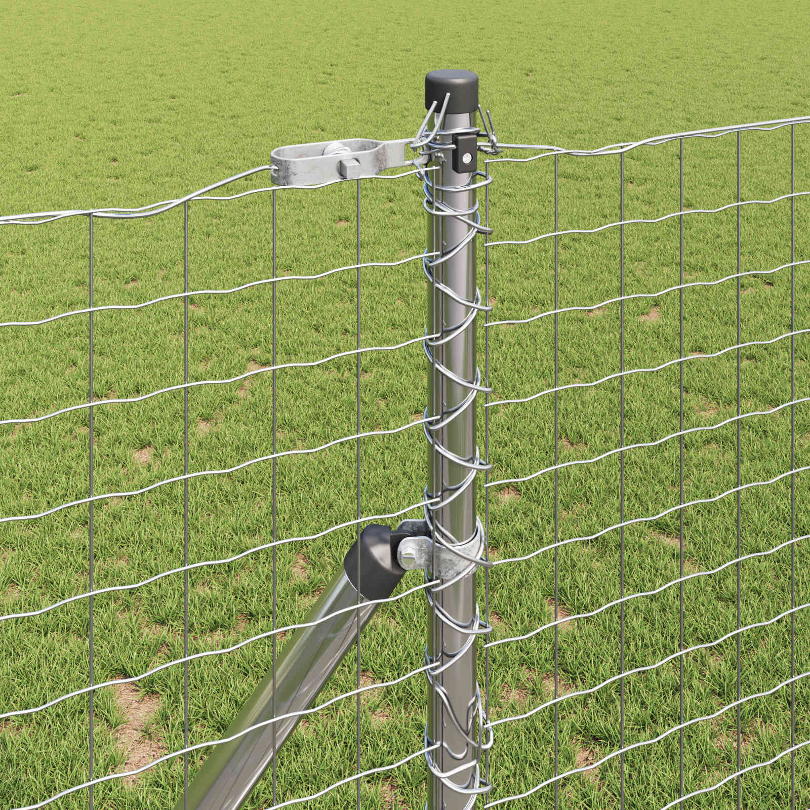 Poste para valla Vidaxl 2 piezas de acero con recubrimiento en polvo plateado