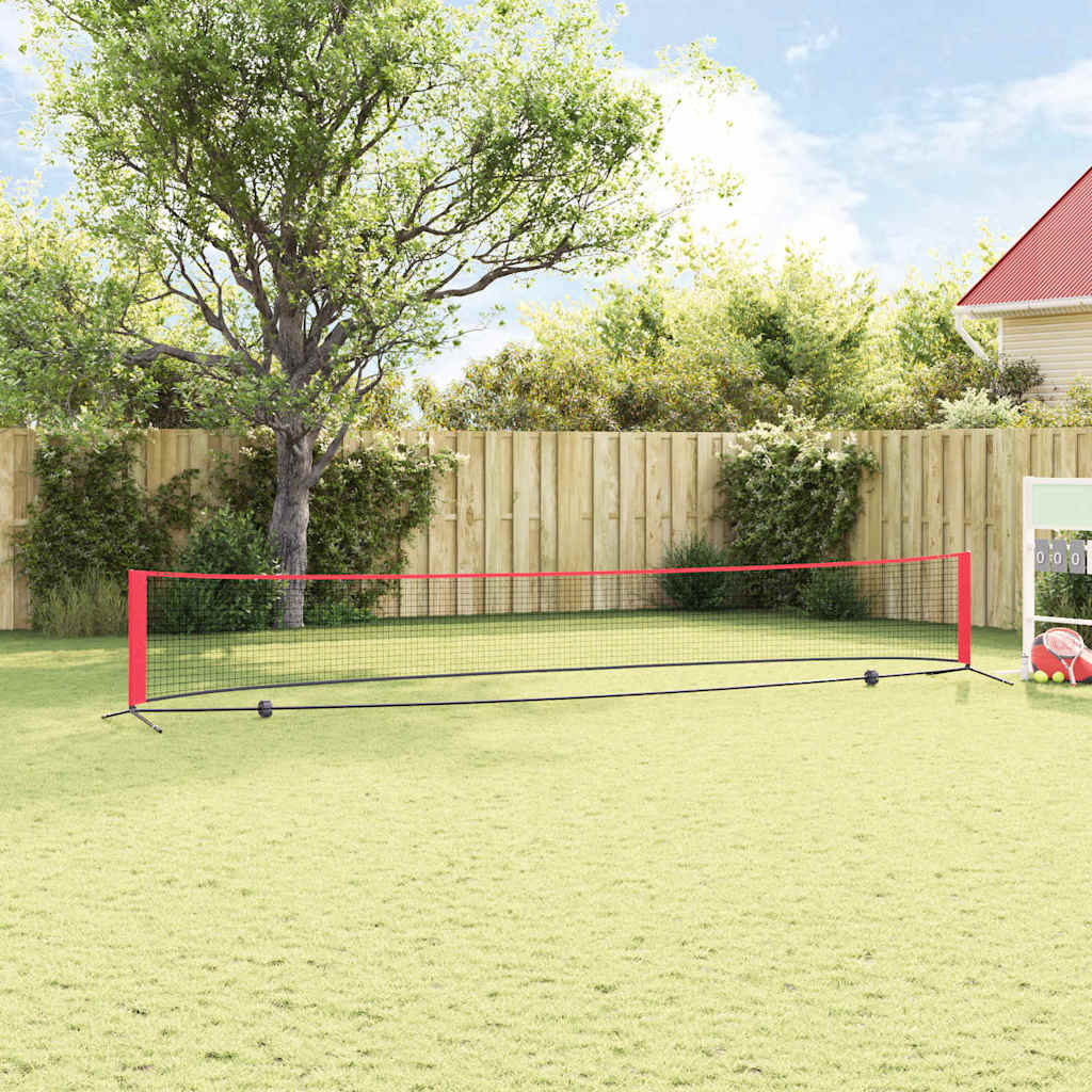 Vidaxl tennisnet zwart en rood 595 x 90,5 x 87 cm polyester
