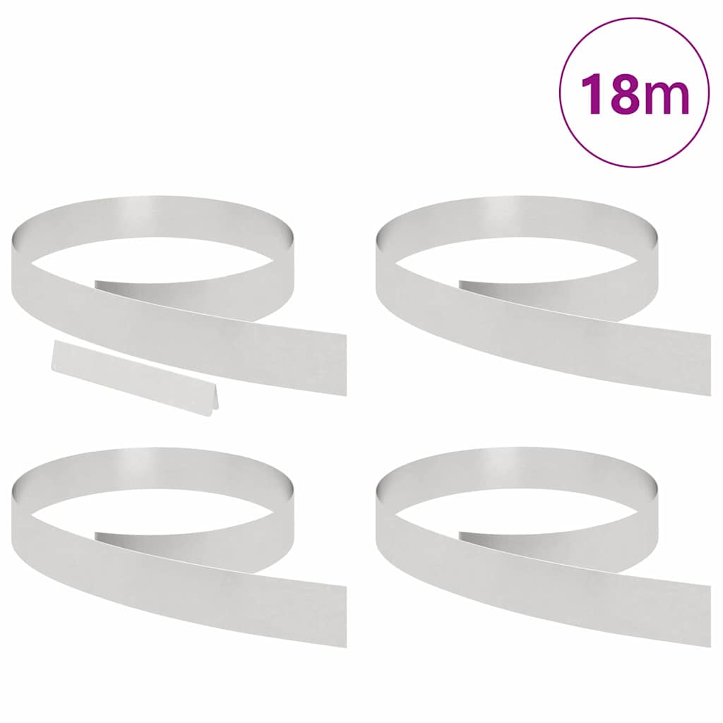 Vidaxl tuinrand 4 pcs zilver 450 x 0.05 x 15 cm roestvrij staal