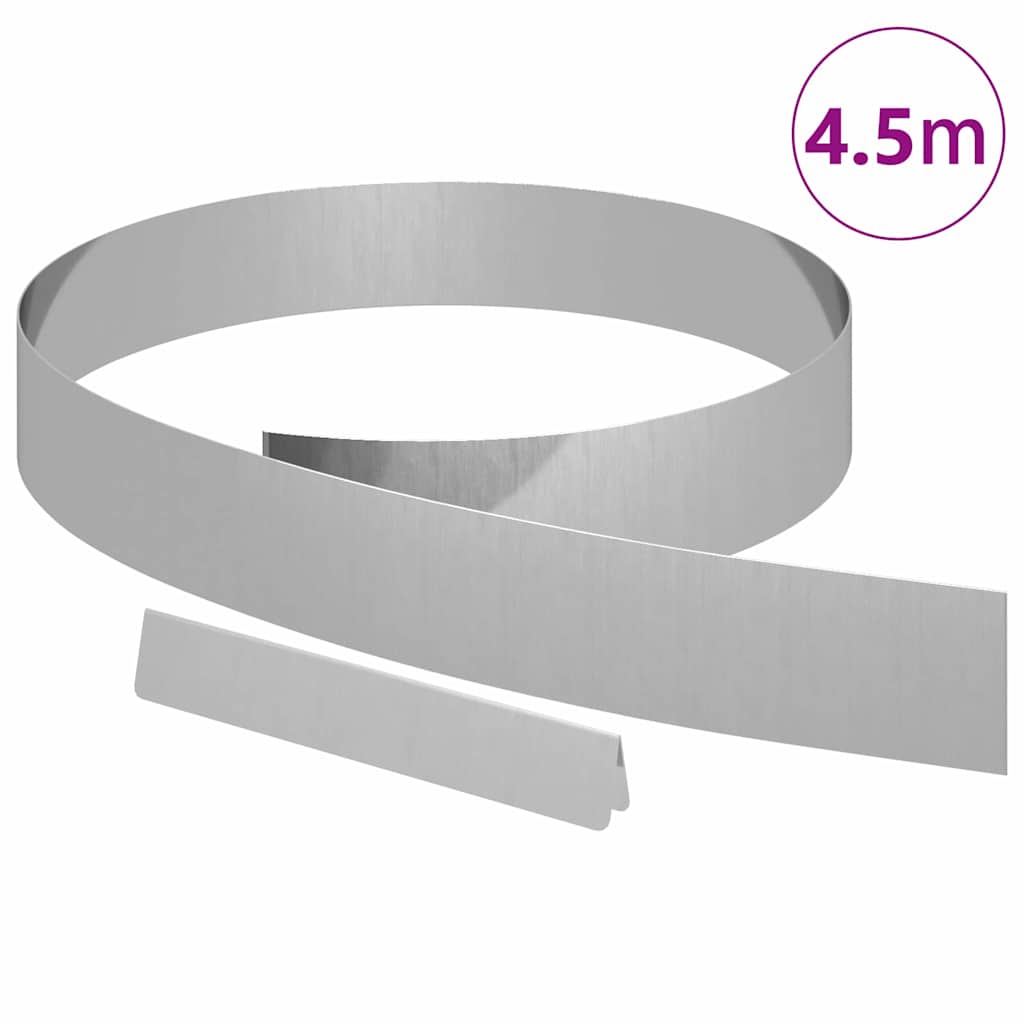 Bordo da giardino Vidaxl argento 450 x 0,05 x 15 cm in acciaio zincato