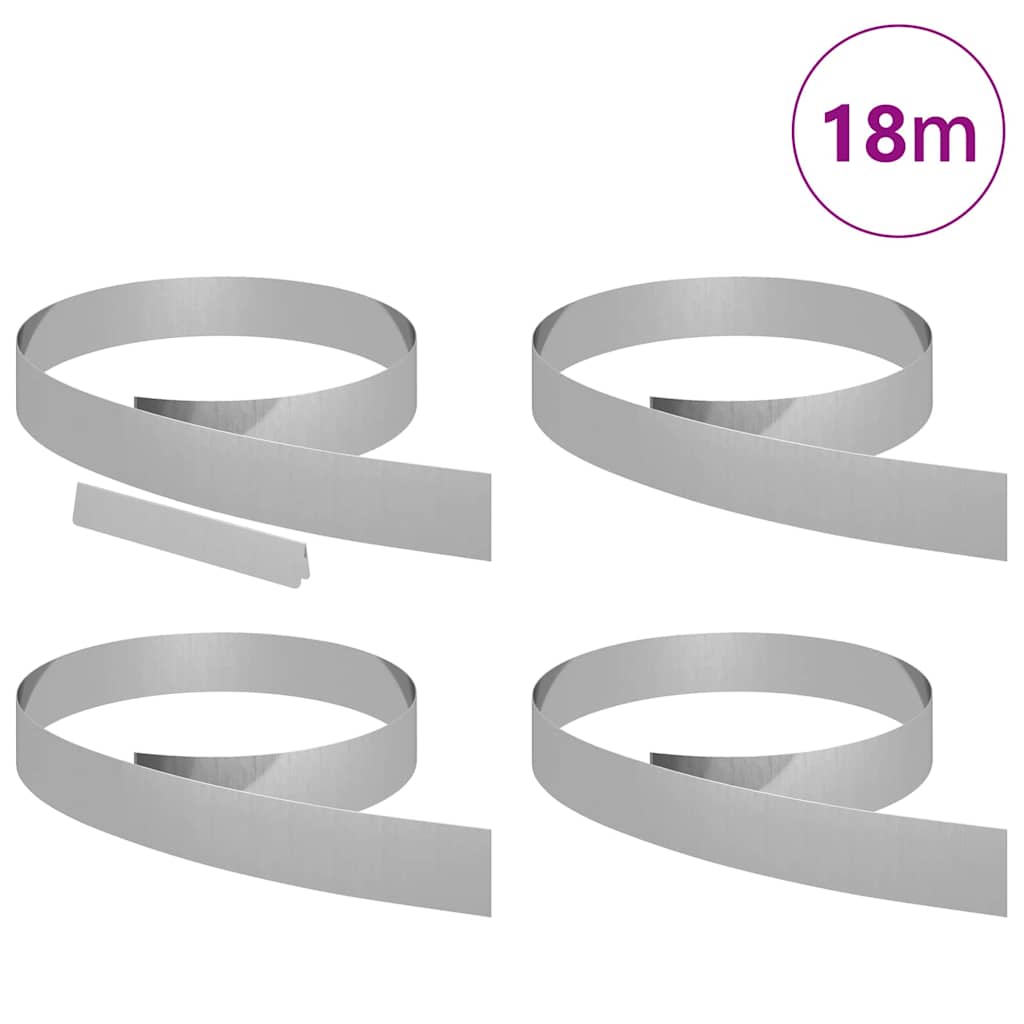 Vidaxl tuinrand 4 pcs zilver 450 x 0.05 x 15 cm gegalvaniseerd staal