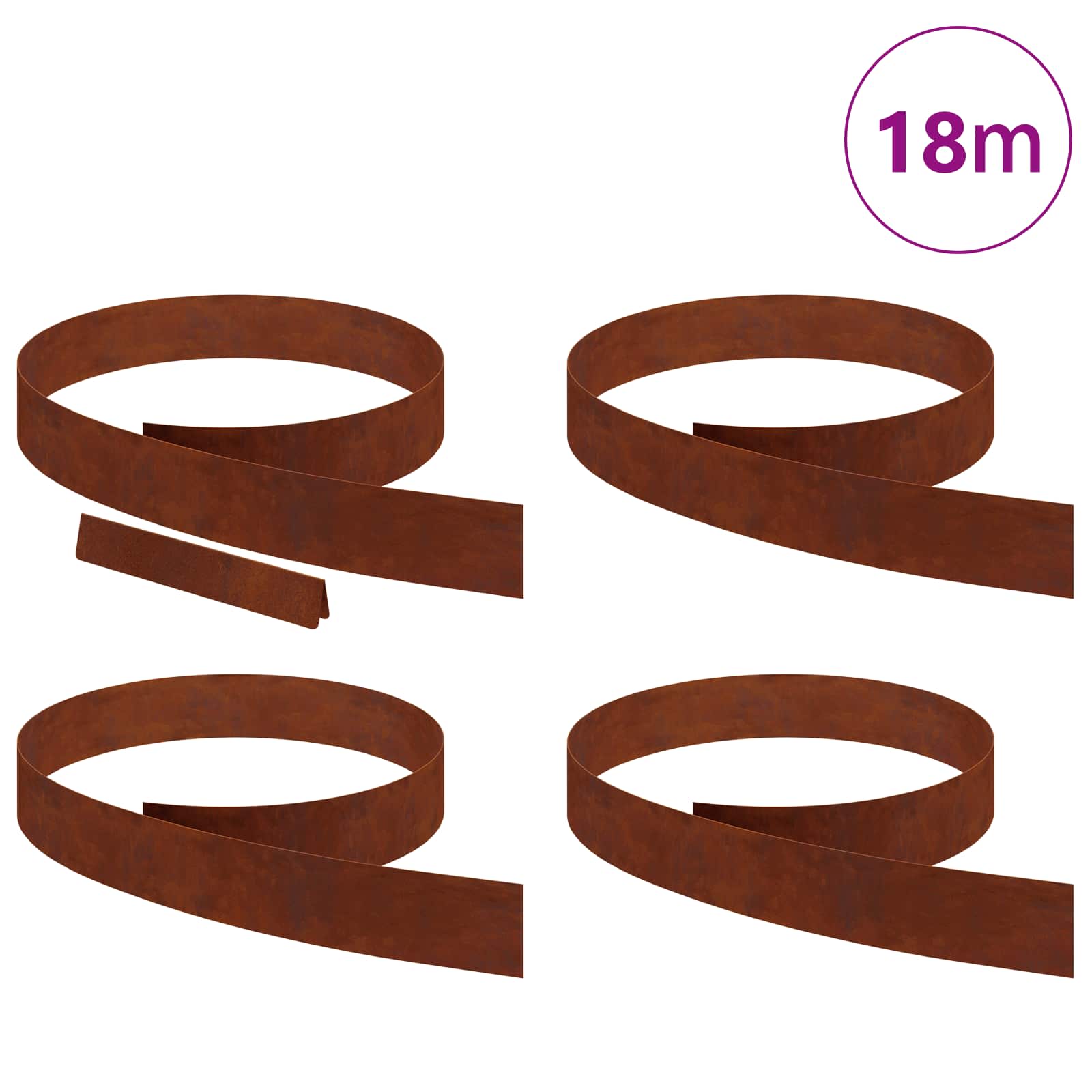 Vidaxl tuinrand 4 pcs roestig 450 x 0.05 x 15 cm cortenstaal