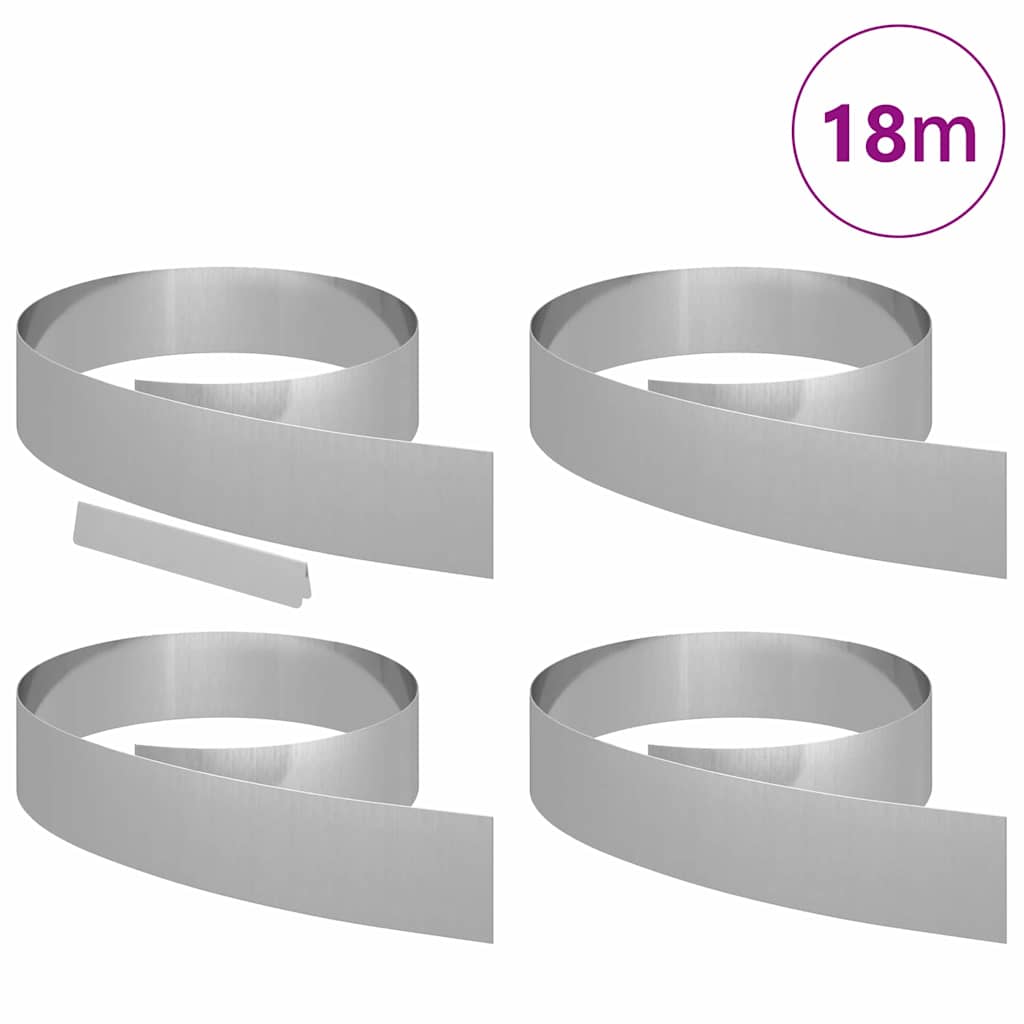 Vidaxl tuinrand 4 pcs zilver 450 x 0.05 x 15 cm gegalvaniseerd staal