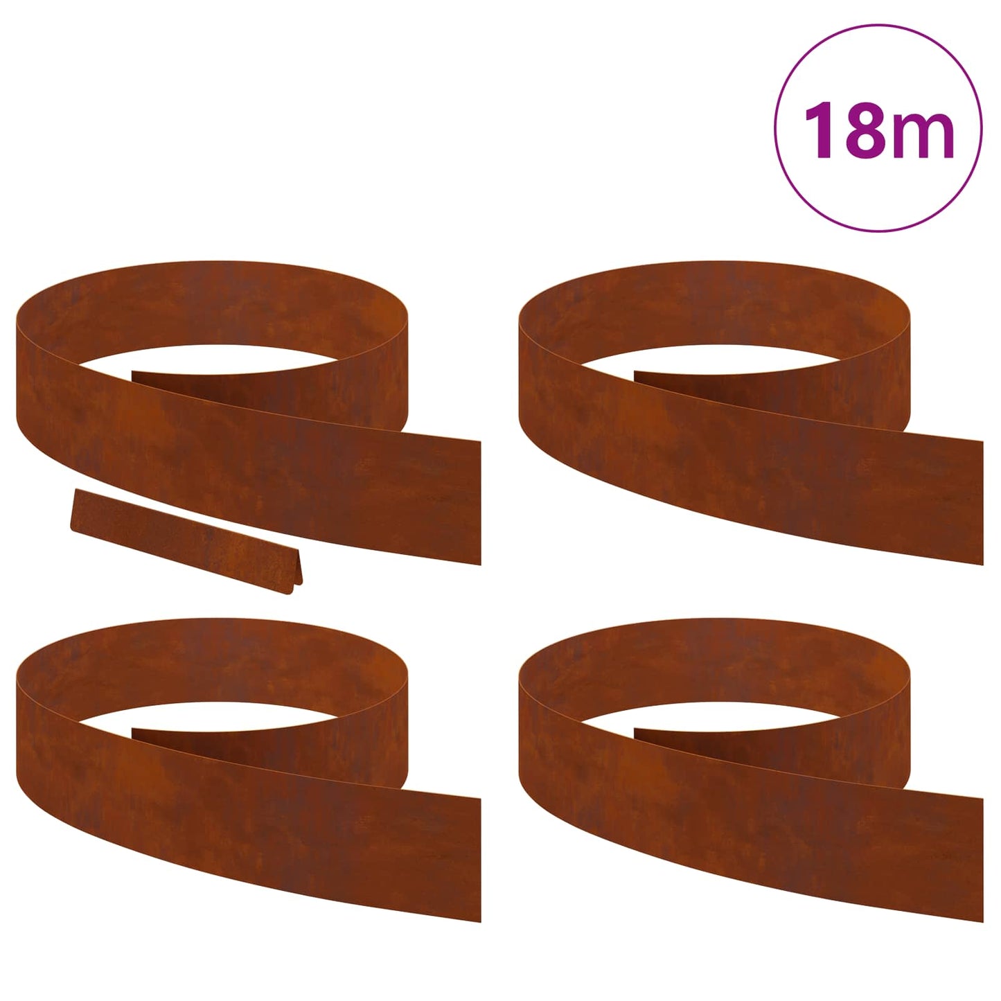 Vidaxl tuinrand 4 pcs roestig 450 x 0.05 x 15 cm cortenstaal