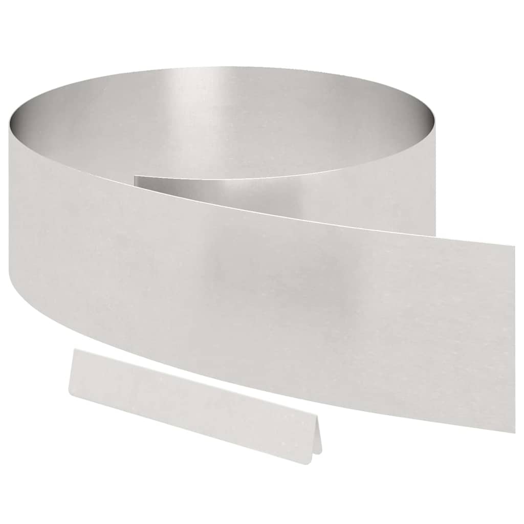 Bordo da giardino Vidaxxl 4 pezzi argento 450 x 0,05 x 15 cm in acciaio inossidabile