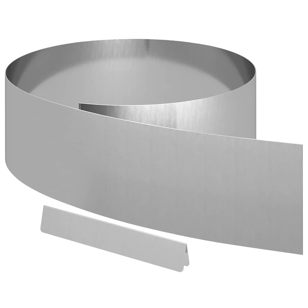 Bordo da giardino Vidaxl 4 pz argento 450 x 0,05 x 15 cm acciaio zincato