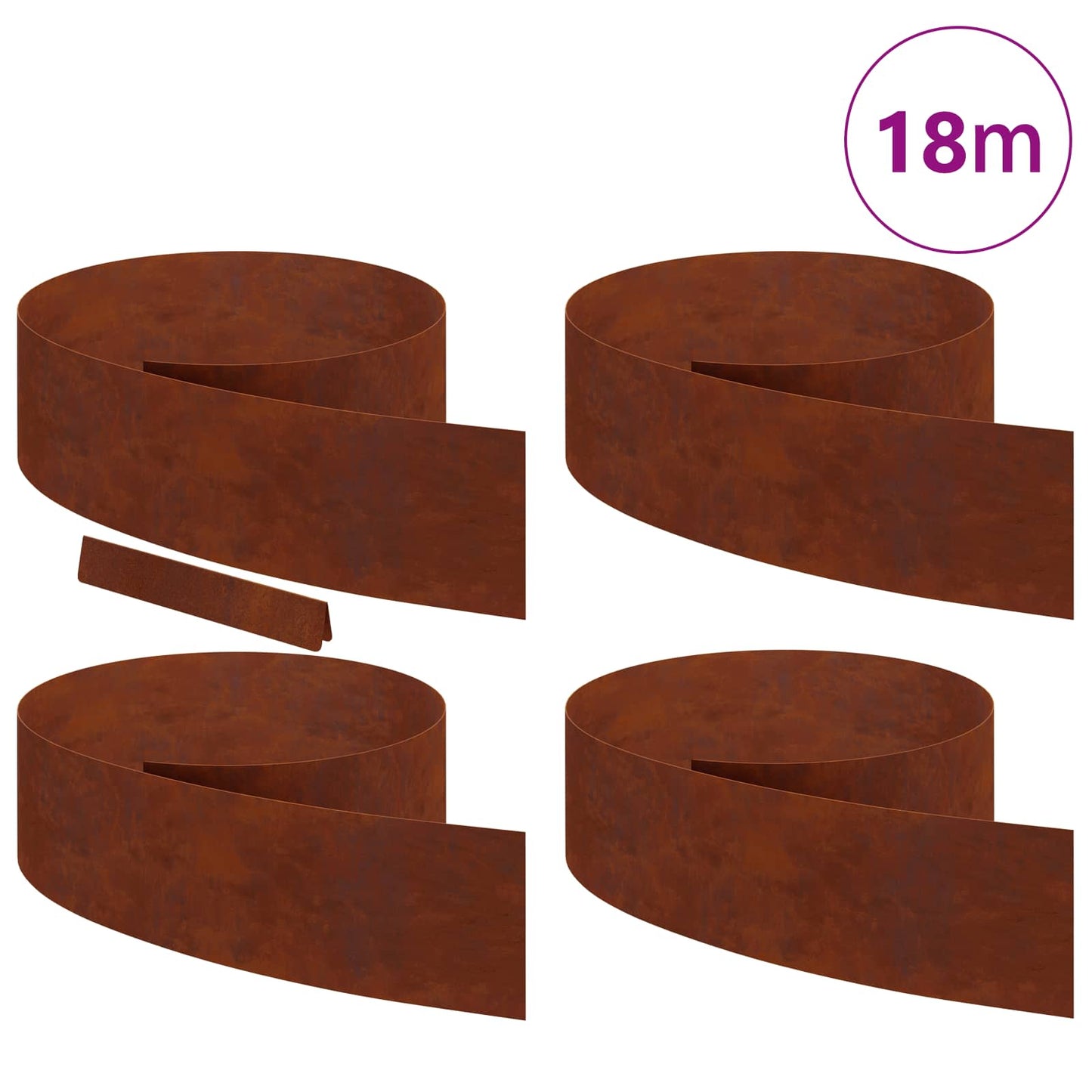 Vidaxl tuinrand 4 pcs roestig 450 x 0.05 x 15 cm cortenstaal