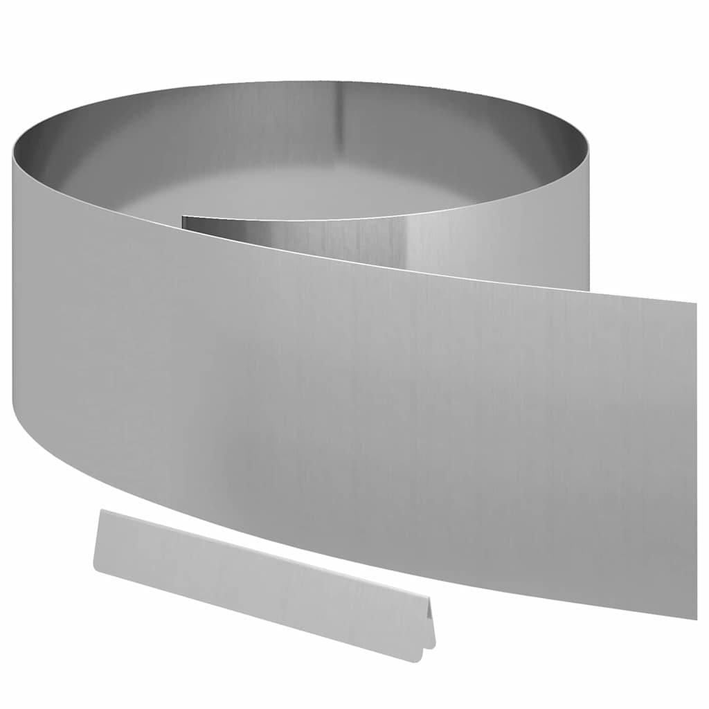 Vidaxl borde de jardín plateado 450 x 0,05 x 15 cm acero galvanizado