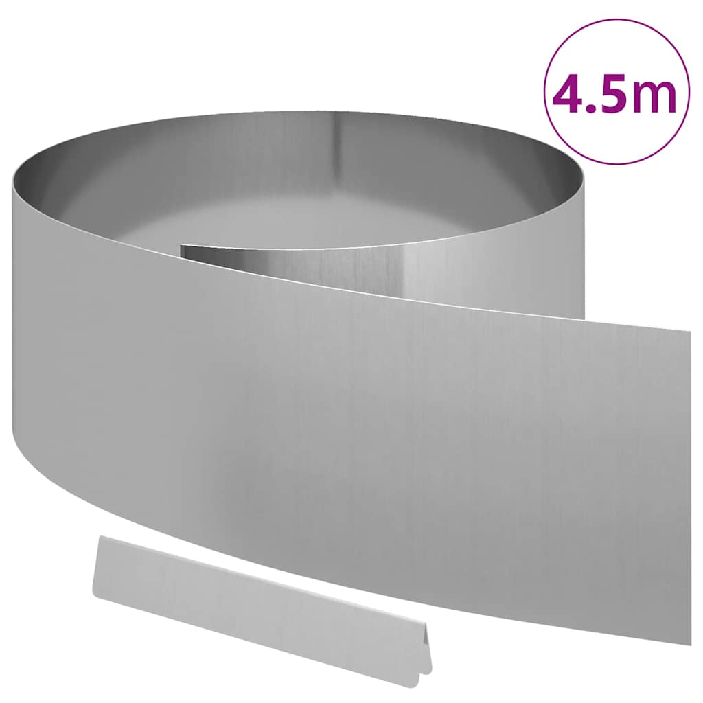 Vidaxl borde de jardín plateado 450 x 0,05 x 15 cm acero galvanizado