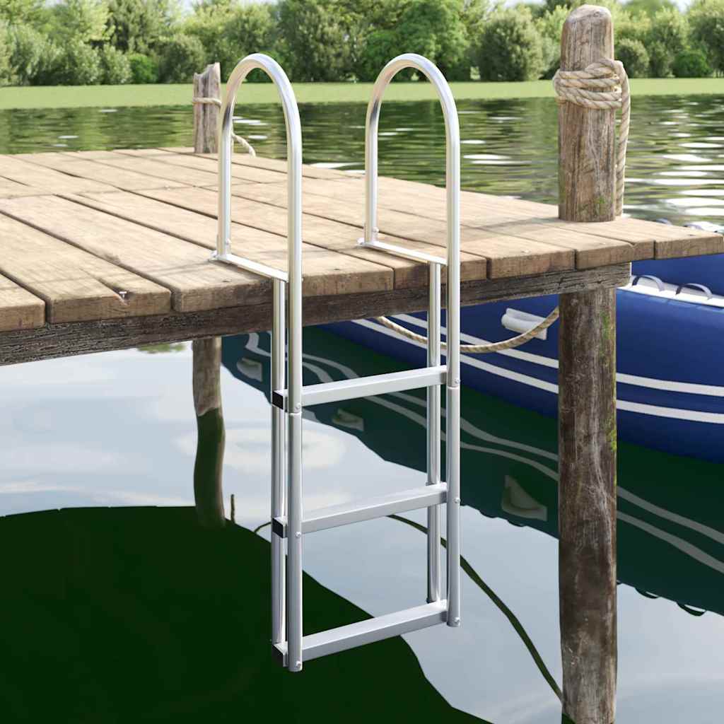 Vidaxl 3-traps steigerladder zilver 45 x 11,5 x 134 cm aluminium