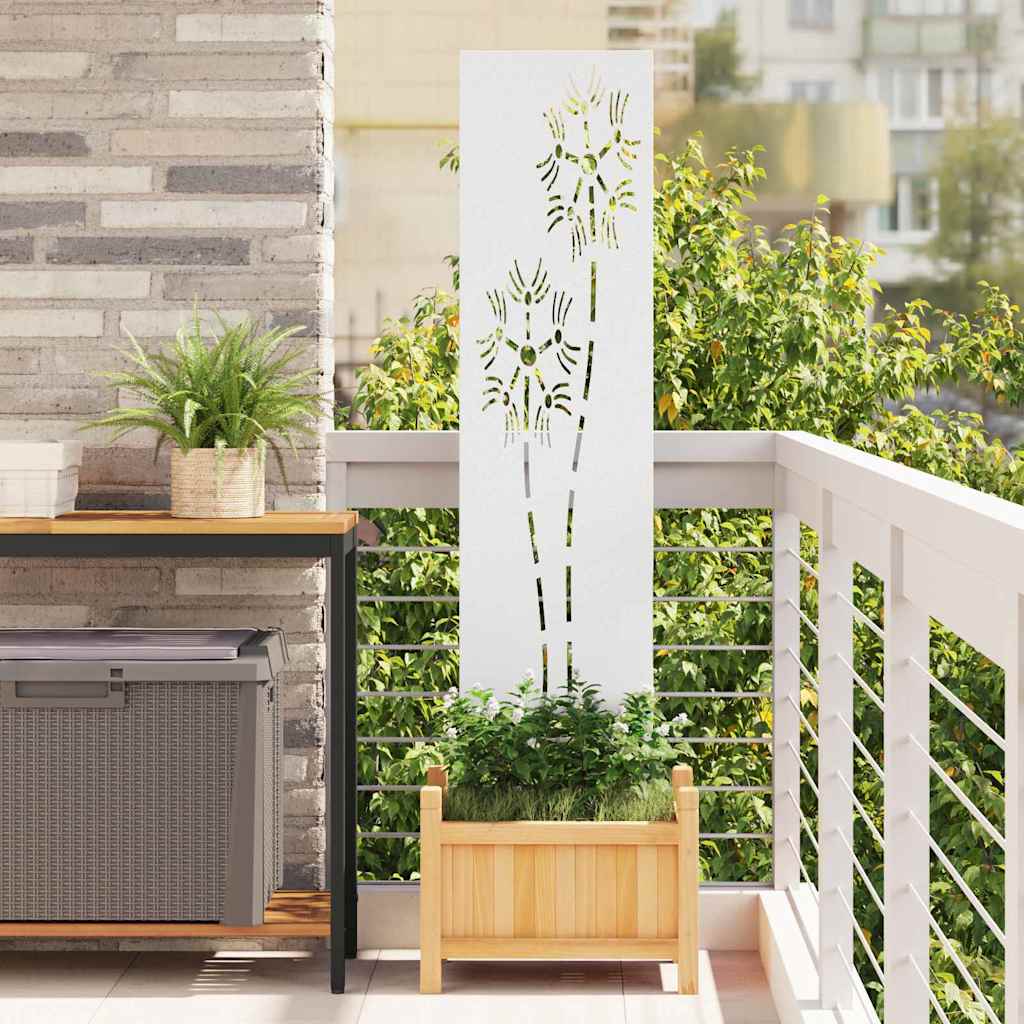Vidaxl tuin privacy screen fretwerk wit 32 x 140 cm koudgewalst staal