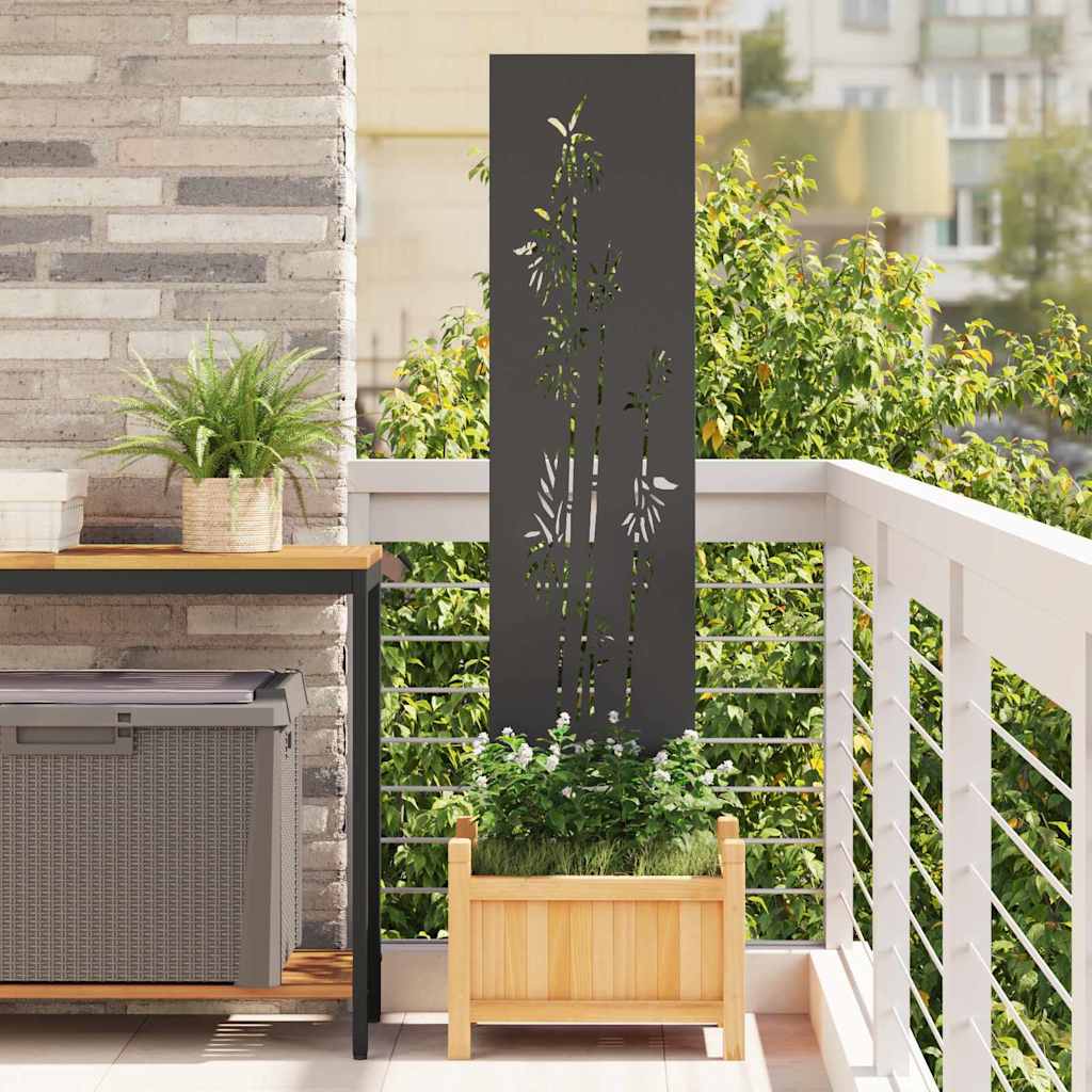 Vidaxl tuin privacy screen bloemen zwart 32 x 140 cm koudgewalst staal