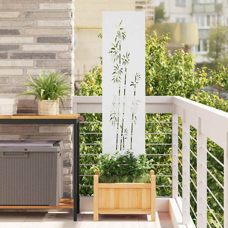 Vidaxl tuin privacy screen bloemen wit 32 x 140 cm koudgewalst staal