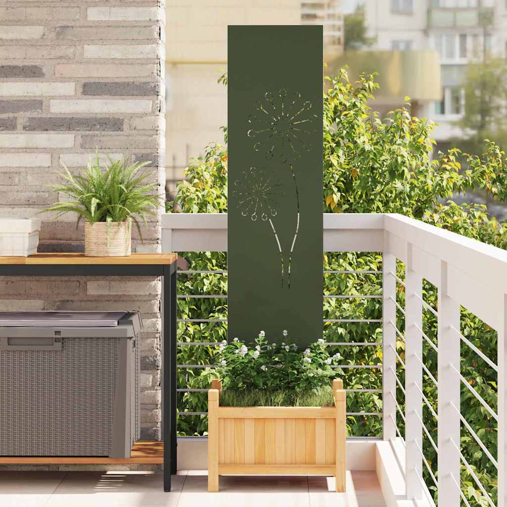 Vidaxxl paravento da giardino verde oliva 32 x 140 cm in acciaio laminato a freddo
