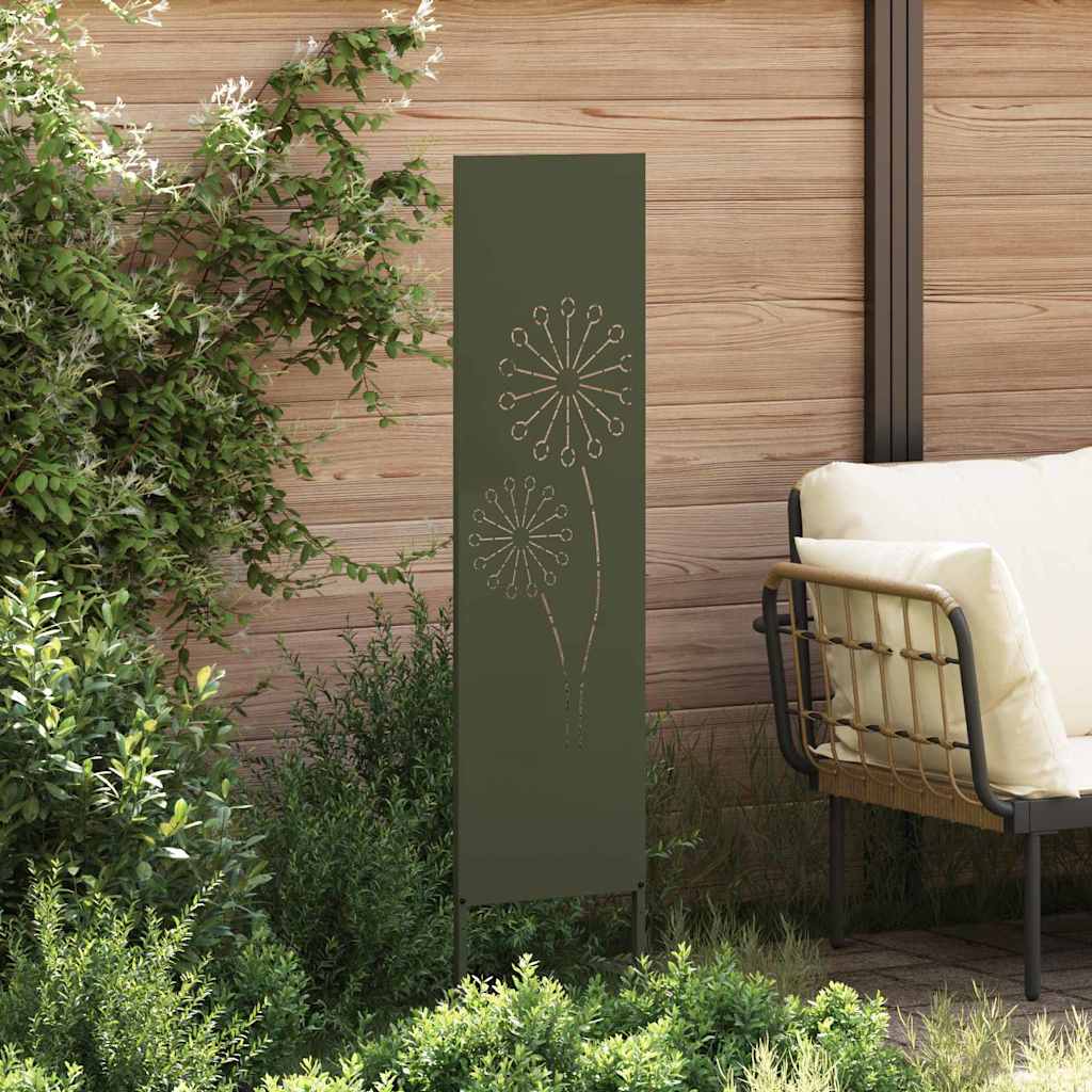 Vidaxxl paravento da giardino verde oliva 32 x 140 cm in acciaio laminato a freddo