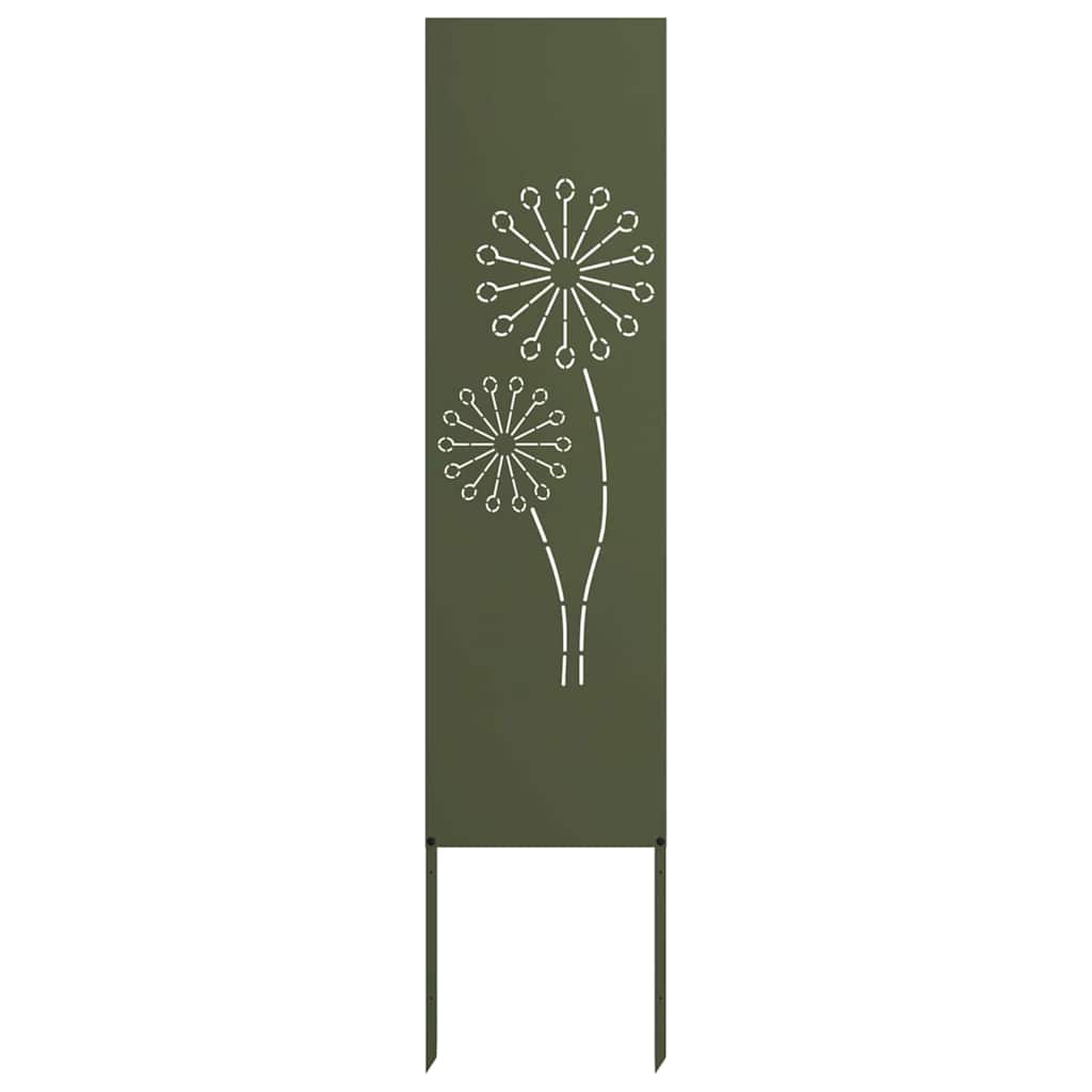 Vidaxxl paravento da giardino verde oliva 32 x 140 cm in acciaio laminato a freddo