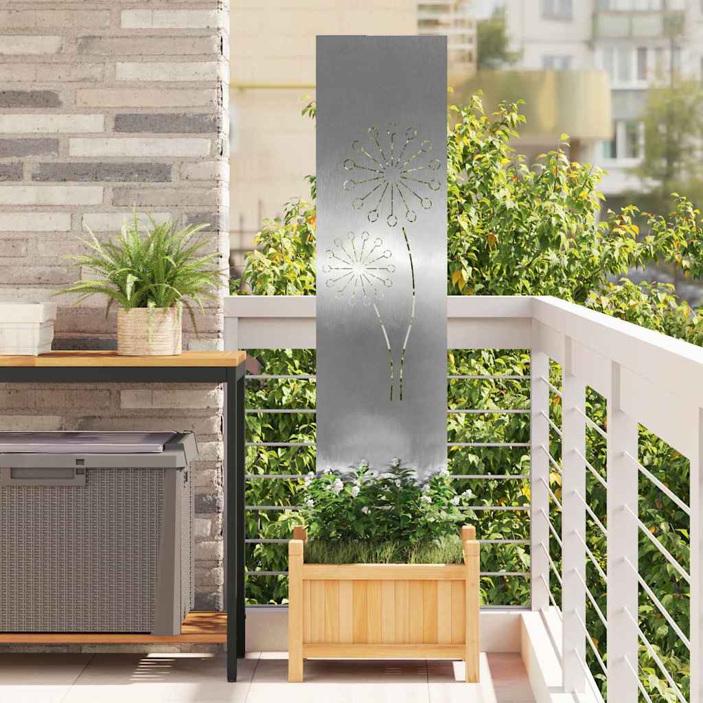 VidaXL protección visual para jardín calado plateado 32 x 140 cm acero inoxidable
