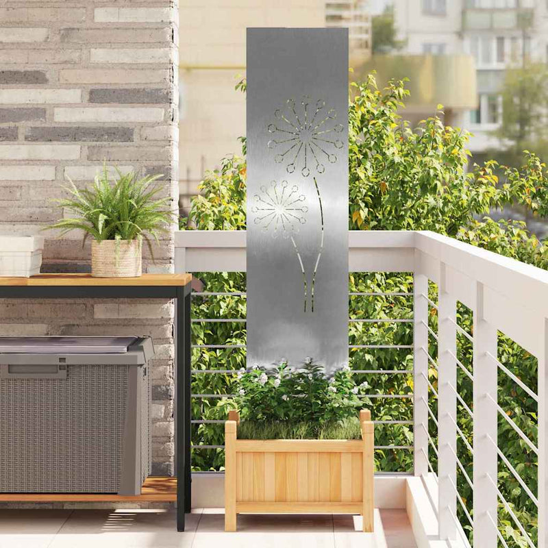 VidaXL protección visual para jardín calado plateado 32 x 140 cm acero inoxidable