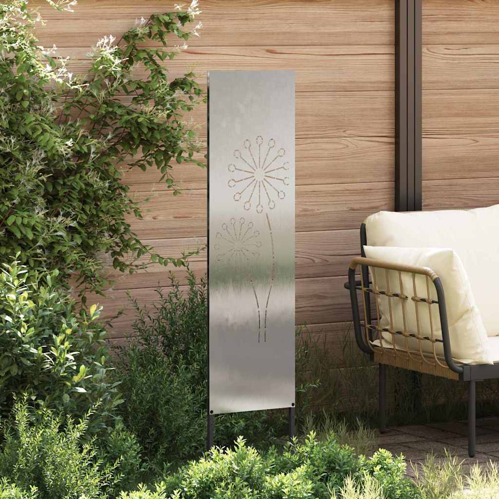 VidaXL protección visual para jardín calado plateado 32 x 140 cm acero inoxidable