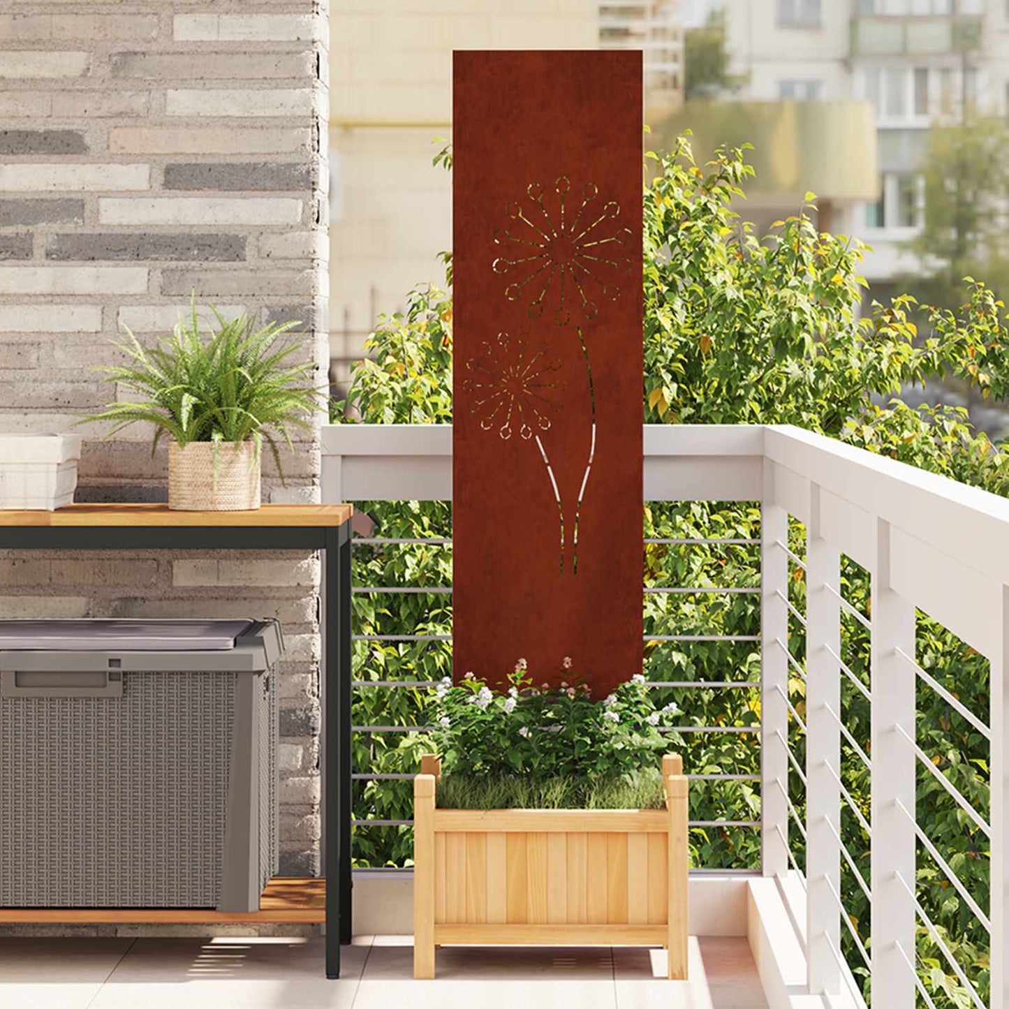 VidaXL protección visual para jardín calado oxidado 32 x 140 cm acero corten