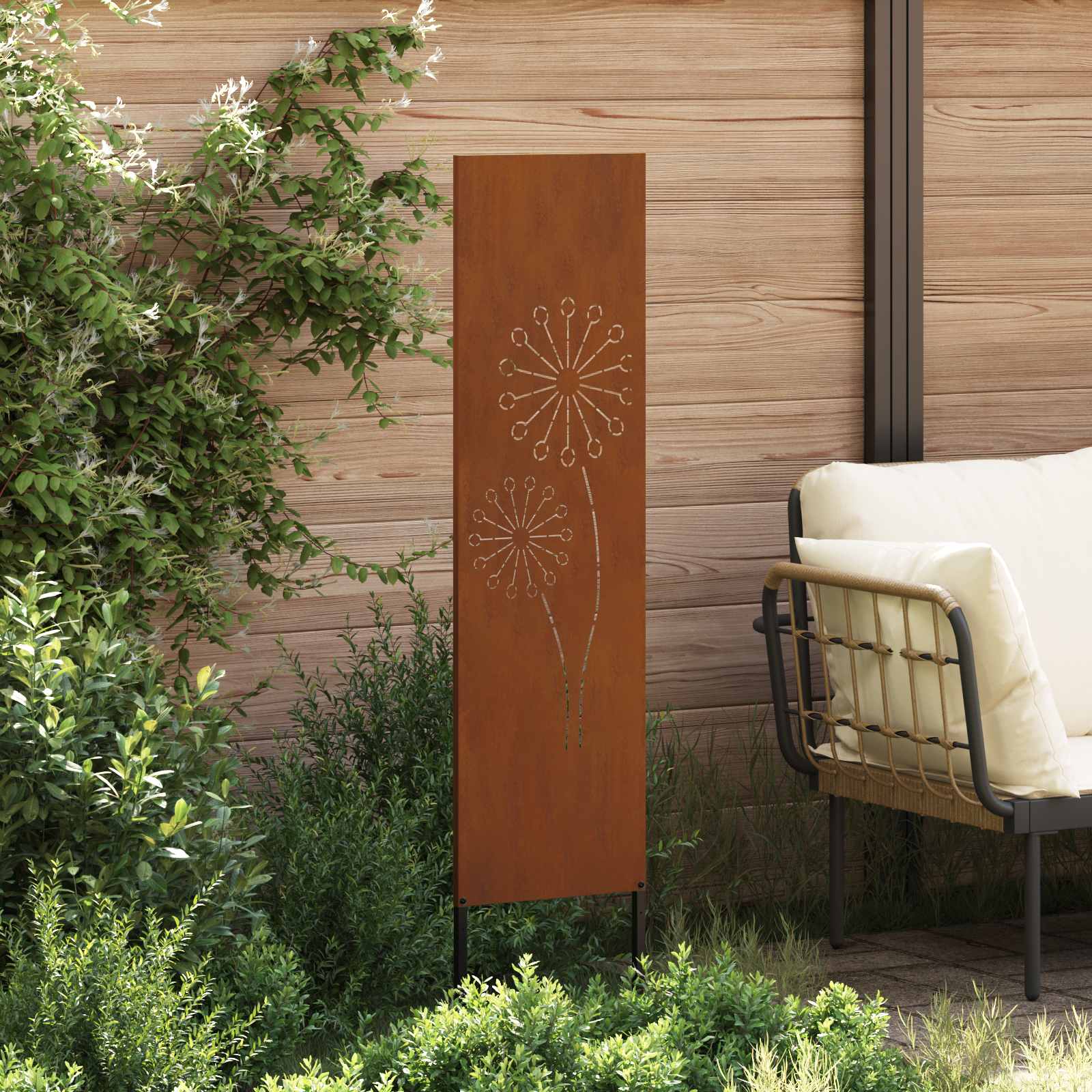 VidaXL protección visual para jardín calado oxidado 32 x 140 cm acero corten