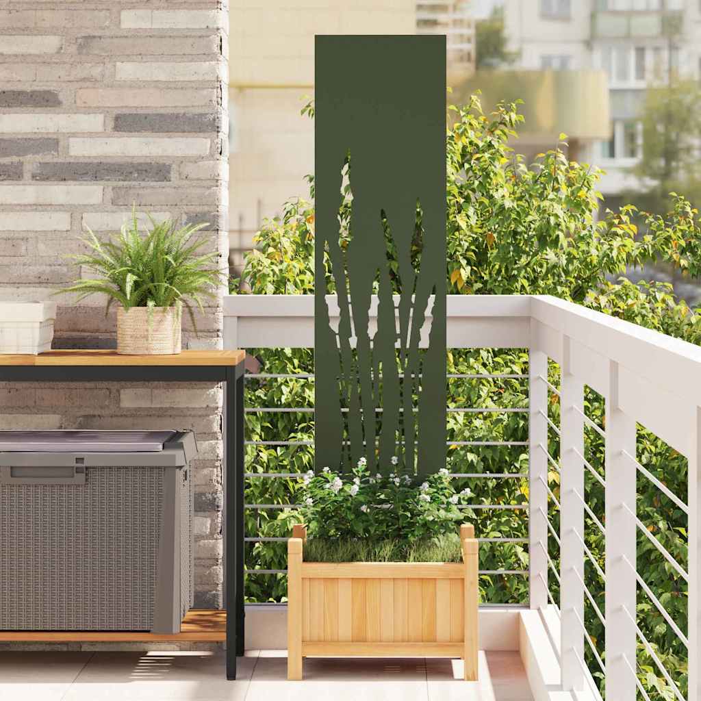 Vidaxxl paravento da giardino verde oliva 32 x 140 cm in acciaio laminato a freddo