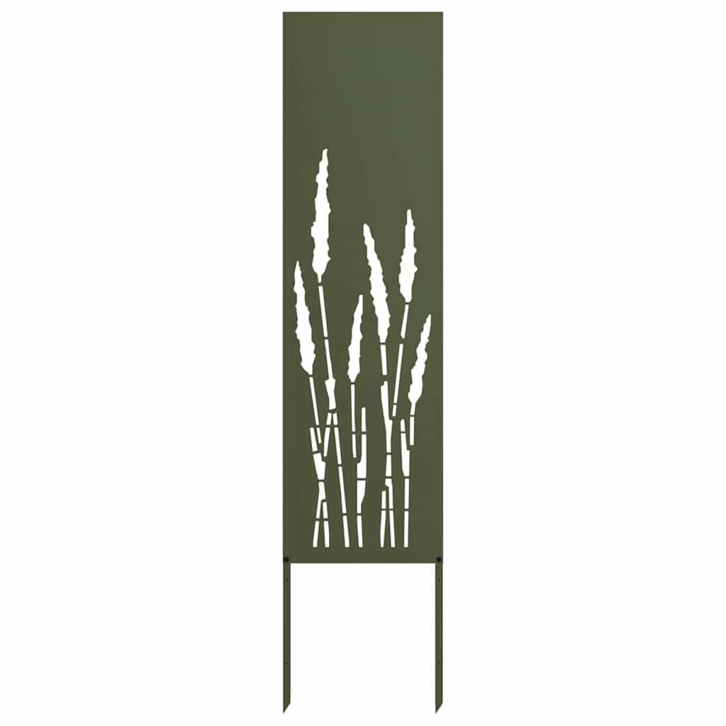 Vidaxxl paravento da giardino verde oliva 32 x 140 cm in acciaio laminato a freddo