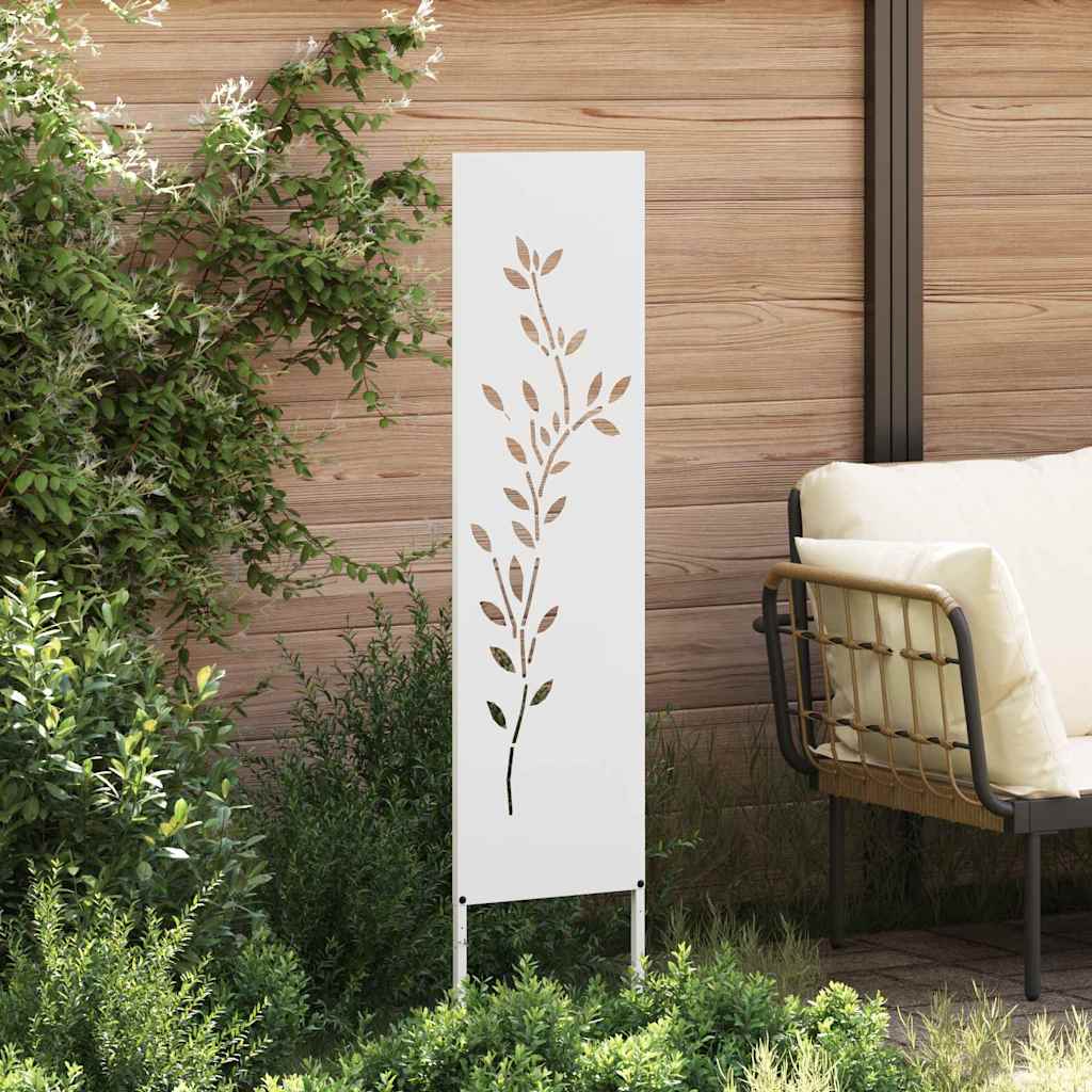Vidaxl tuin privacy screen bloemen wit 32 x 140 cm koudgewalst staal