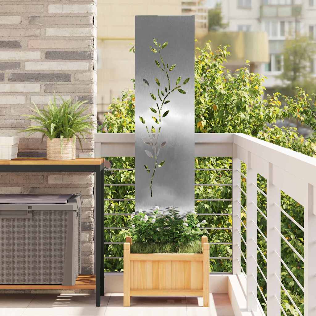 VidaXL protección visual para jardín flores plata 32 x 140 cm acero inoxidable