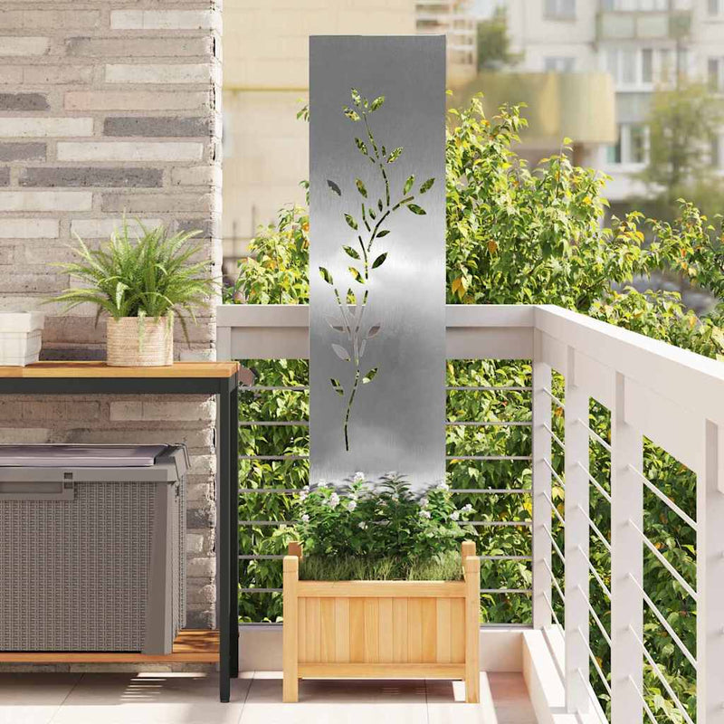 VidaXL protección visual para jardín flores plata 32 x 140 cm acero inoxidable