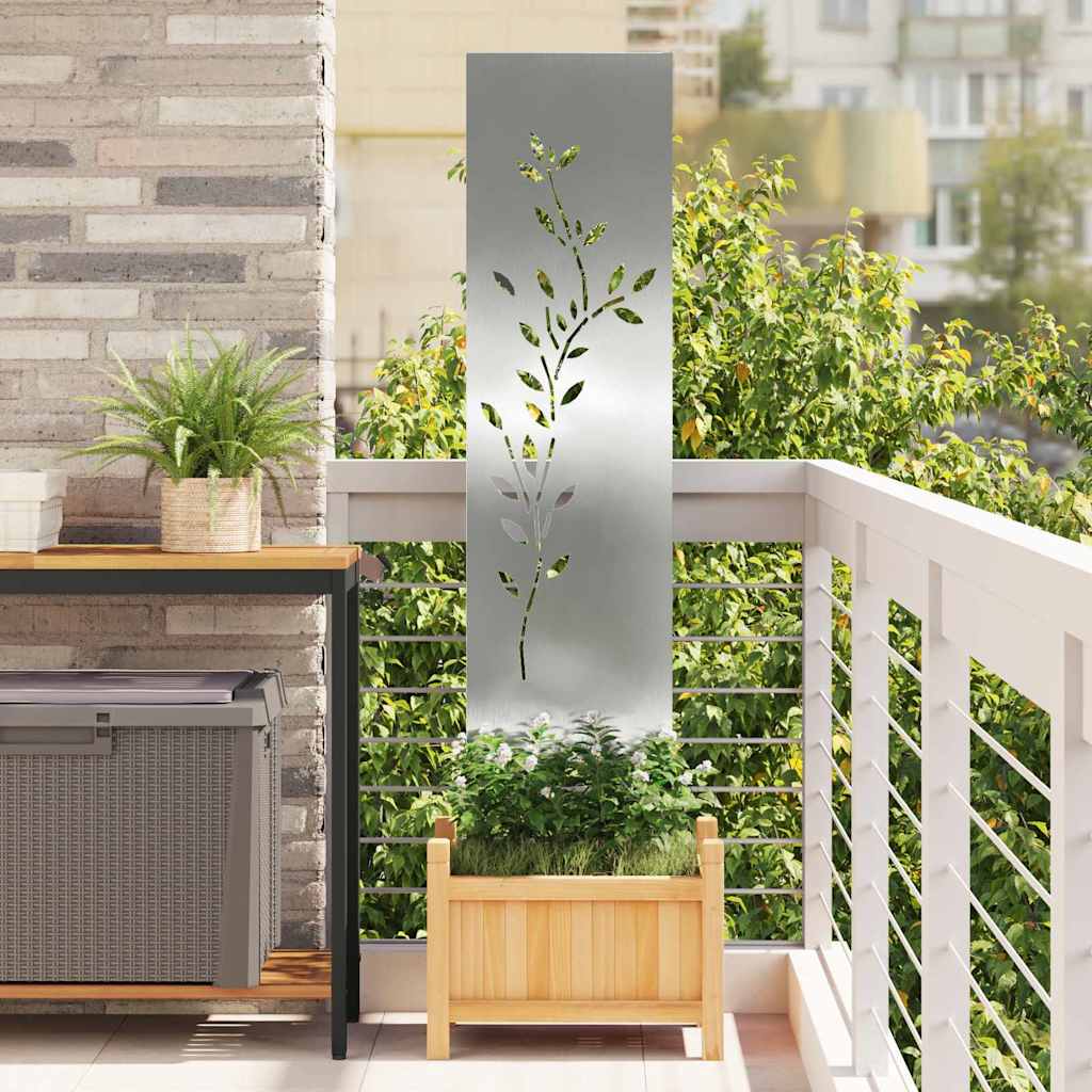 Vidaxxl paravento da giardino argento 32 x 140 cm in acciaio zincato