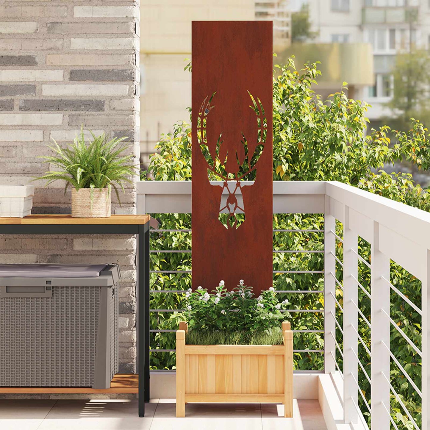 Vidaxxl mampara de privacidad para jardín animal print oxidado 32 x 140 cm acero corten