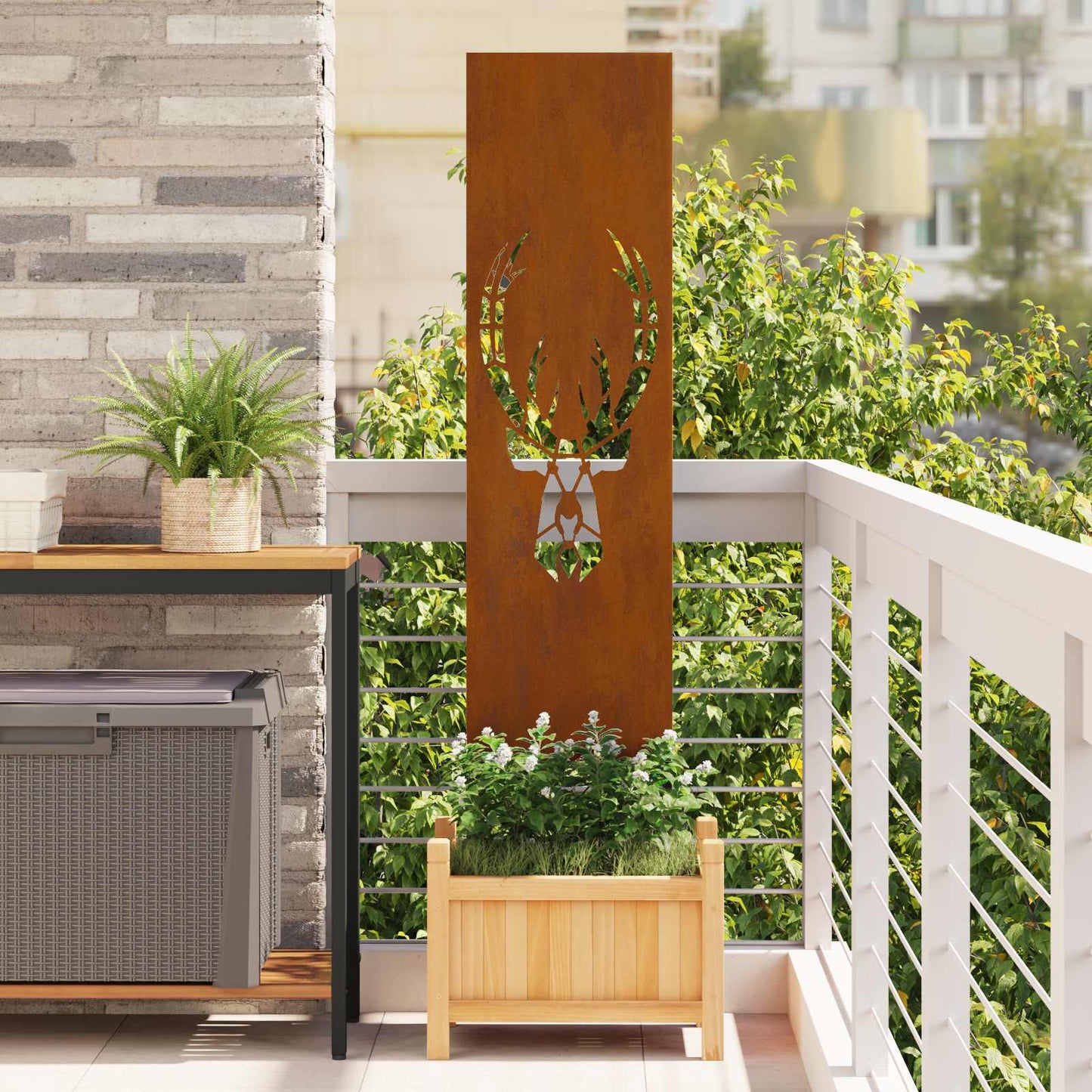 Vidaxl tuin privacy screen dierenprint roestig 32 x 140 cm cortenstaal
