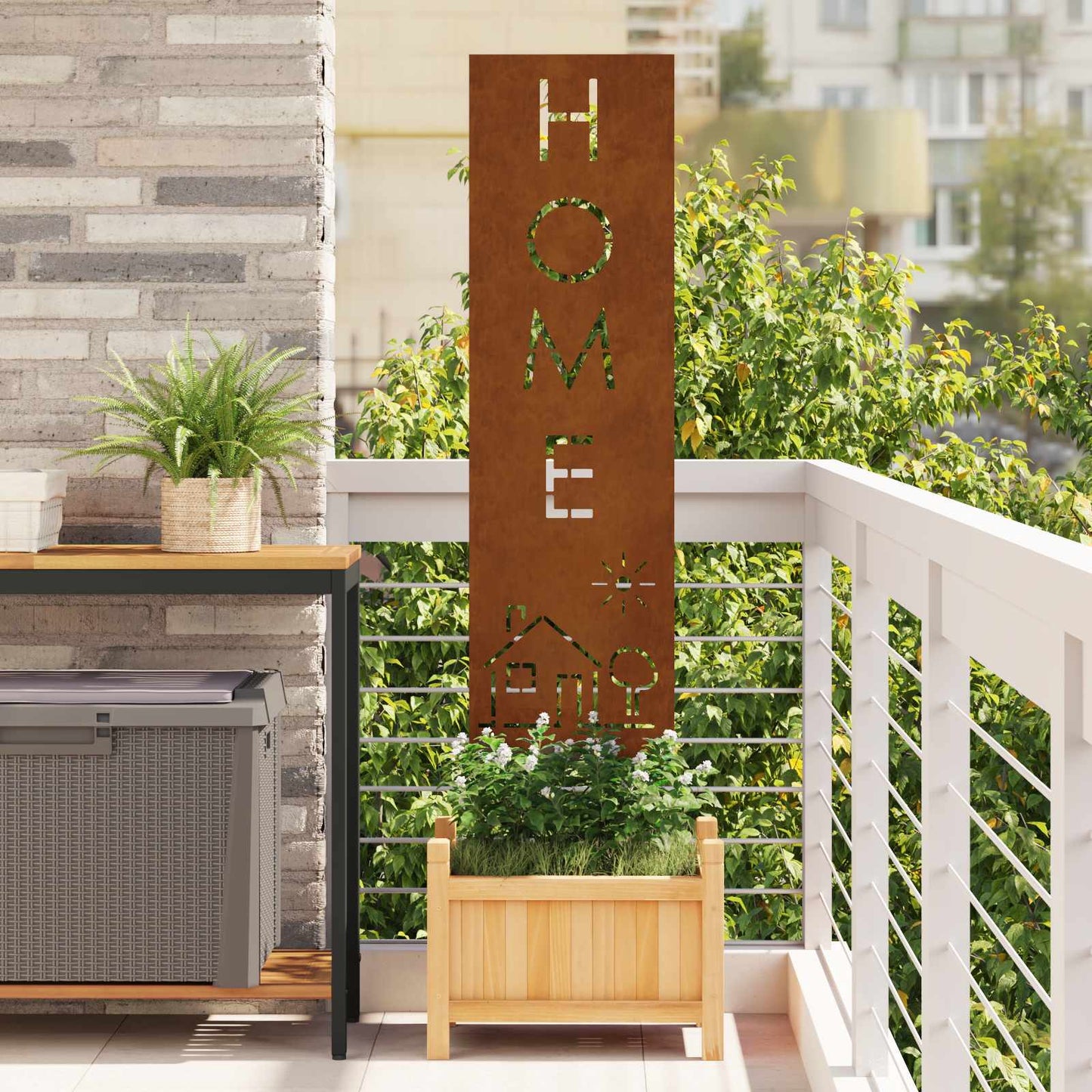 VidaXL protección visual para jardín calado oxidado 32 x 140 cm acero corten