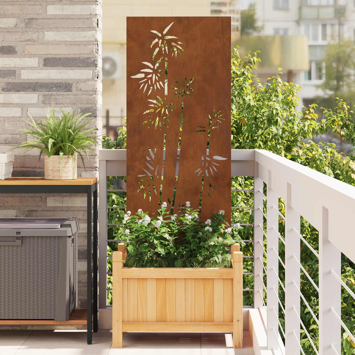 Vidaxxl protección visual para jardín flores oxidado 50 x 140 cm acero corten