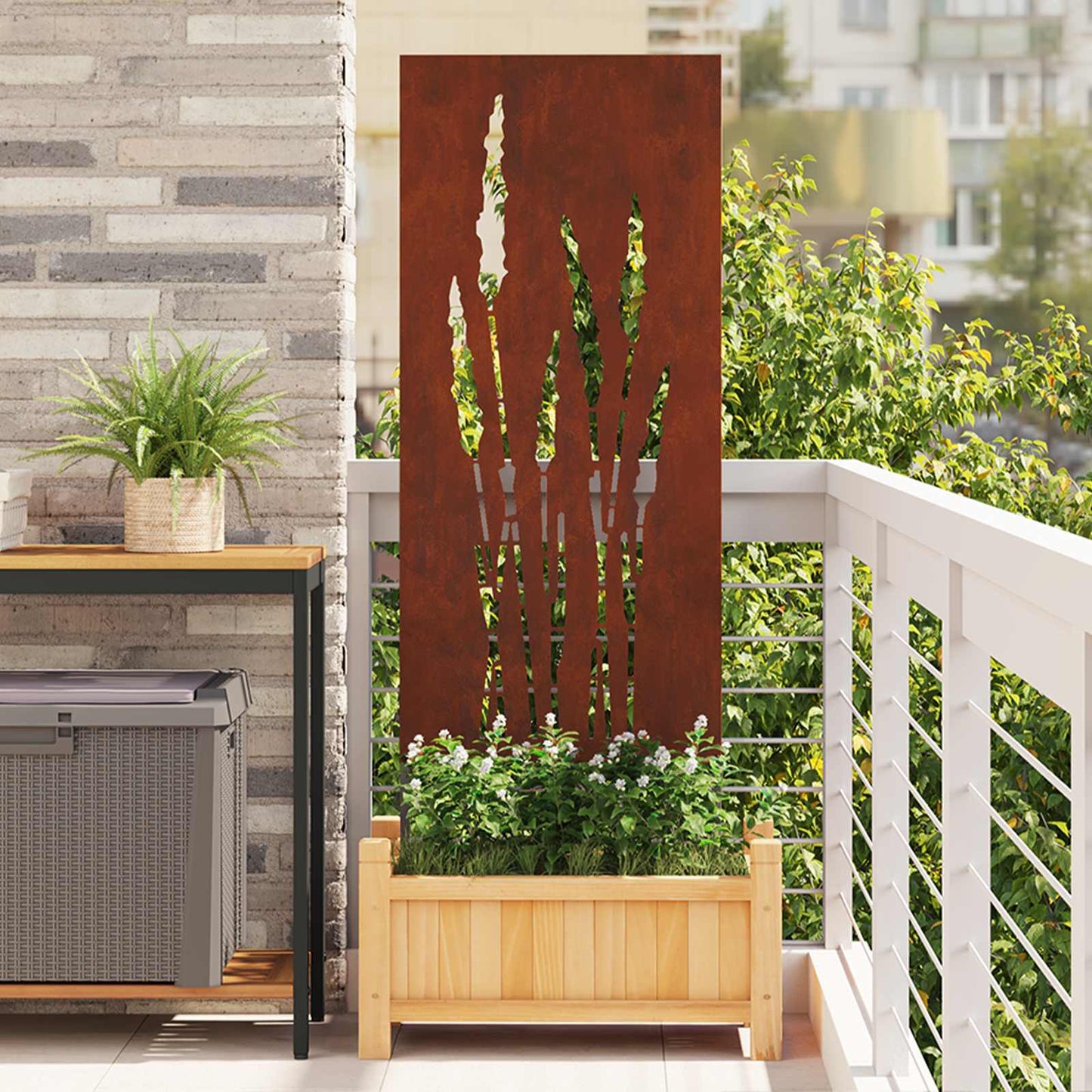 Vidaxl tuin privacy screen bloemen roestig 50 x 140 cm cortenstaal