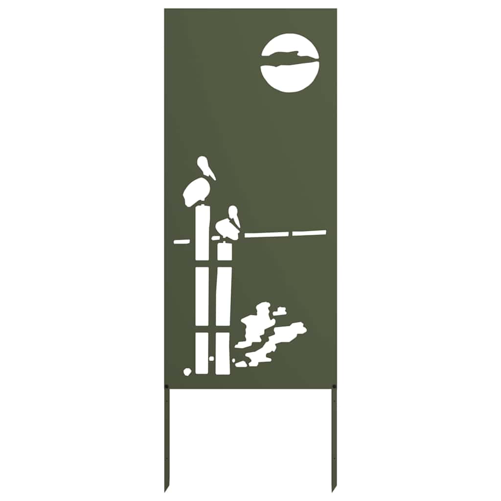 Vidaxxl protección visual para jardín verde oliva 50 x 140 cm acero laminado en frío